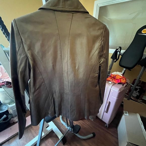 Worthington Womens leather blazer metallic bronze. Size medium - Picture 3 of 4